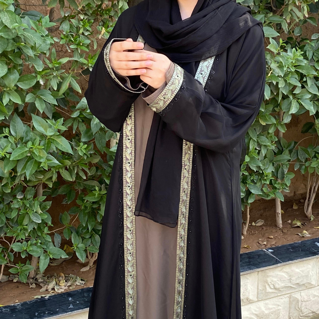 Maxi Double Upper Nida Fabric Abaya
