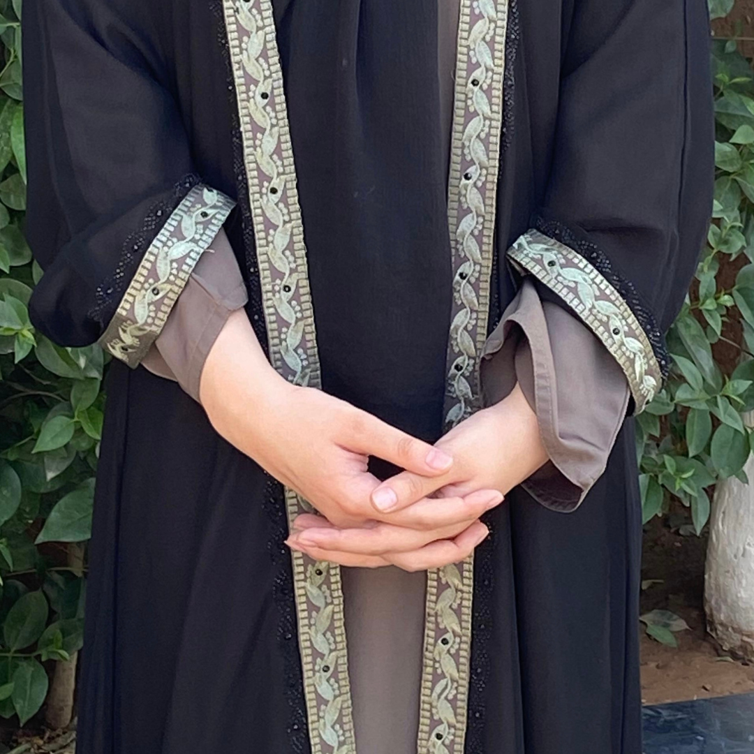 Maxi Double Upper Nida Fabric Abaya