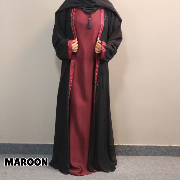 Maxi Double Upper Nida Fabric Abaya