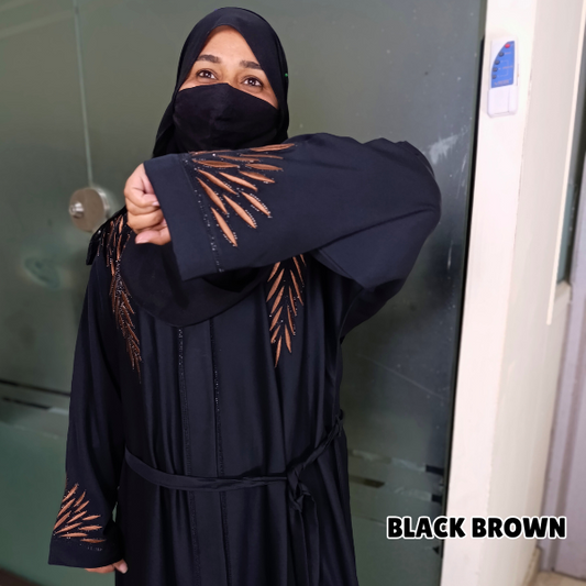 Open Shoulder Chari Karhai Abaya With Black Staller